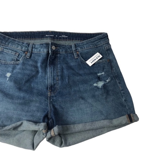 Old Navy High-Waisted O.G. Straight Ripped Jean Shorts Plus Size 18 - Picture 3 of 4